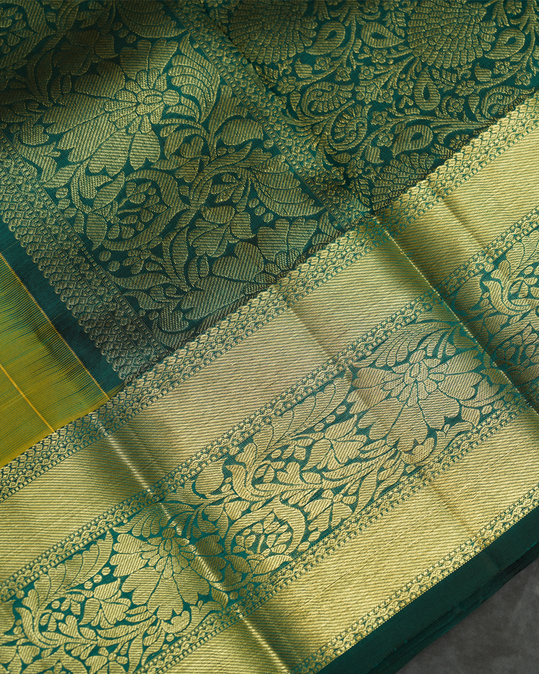 Leaf Green Soft Silk Saree with Dark Green Border