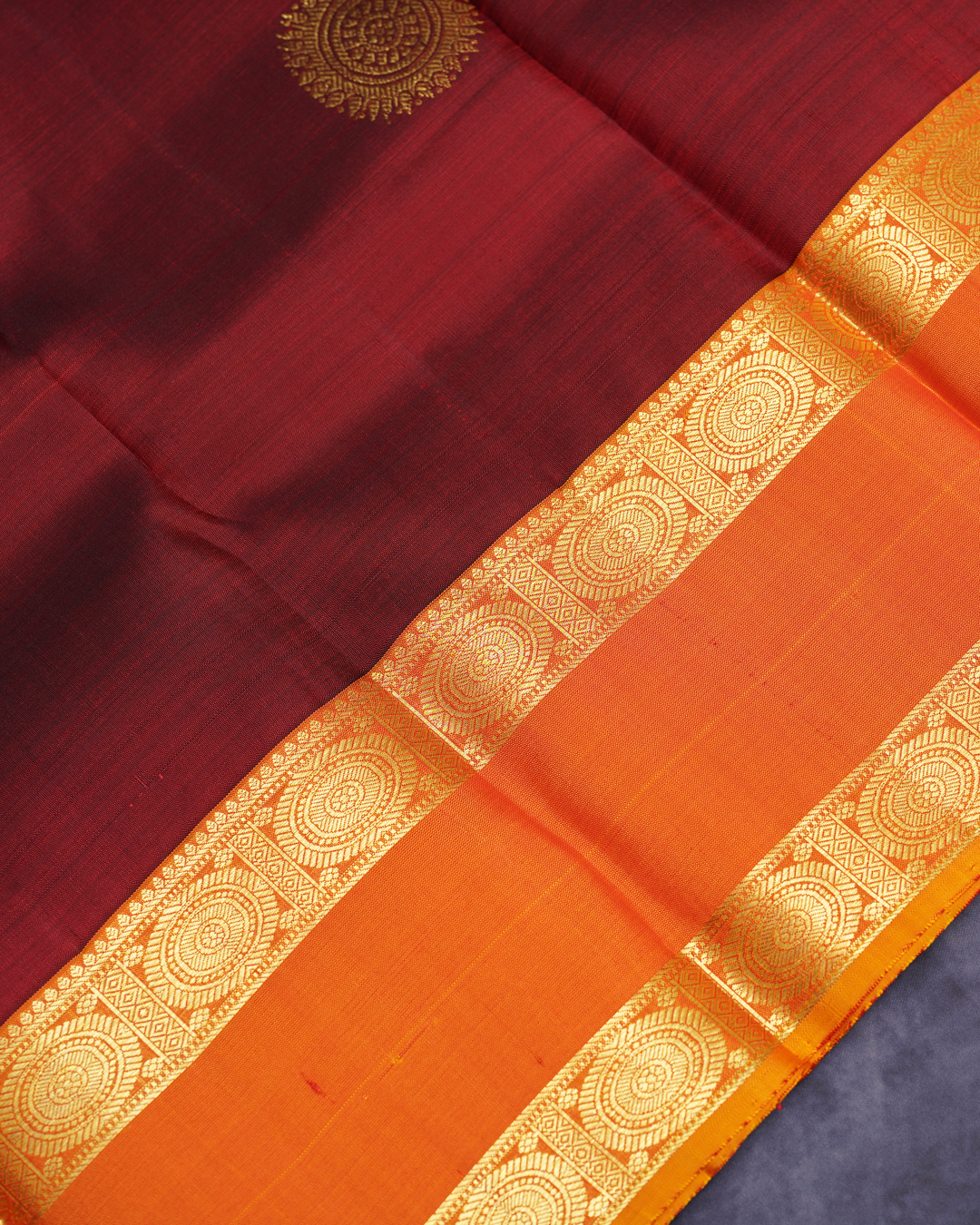 Maroon Bridal Silk Saree with Retta Patta Mustard Border