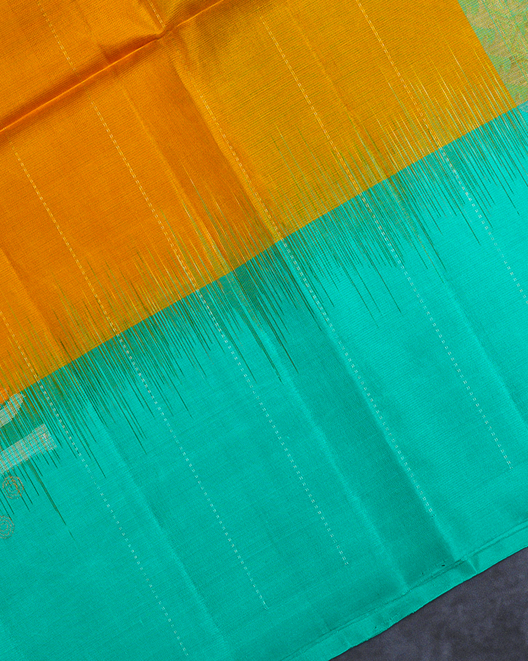 Mustard Soft Silk Saree with Contrast Teal Blue Border