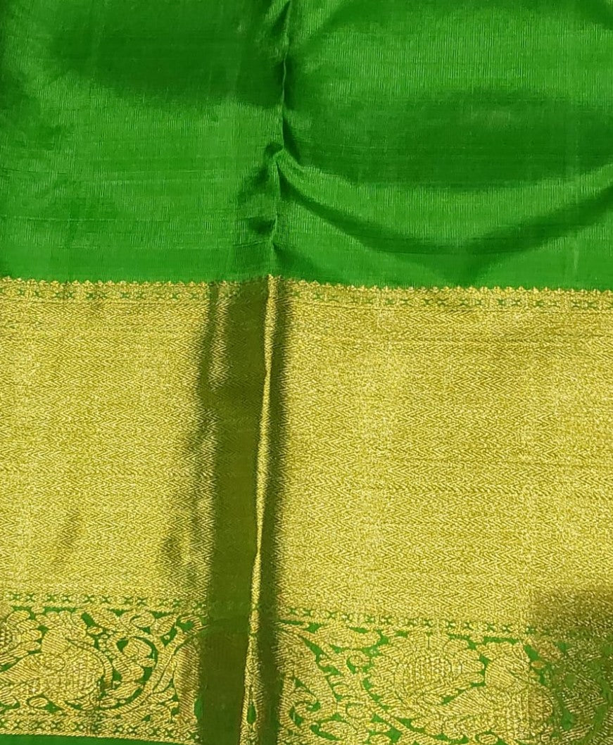 Royal Blue Jacquard Kanchipuram Silk Saree with Green Border