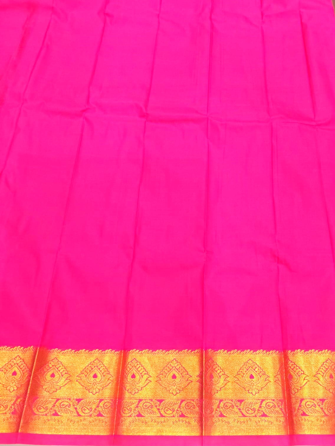 Yellow Semi-Silk Party Wear Saree with Pink Border