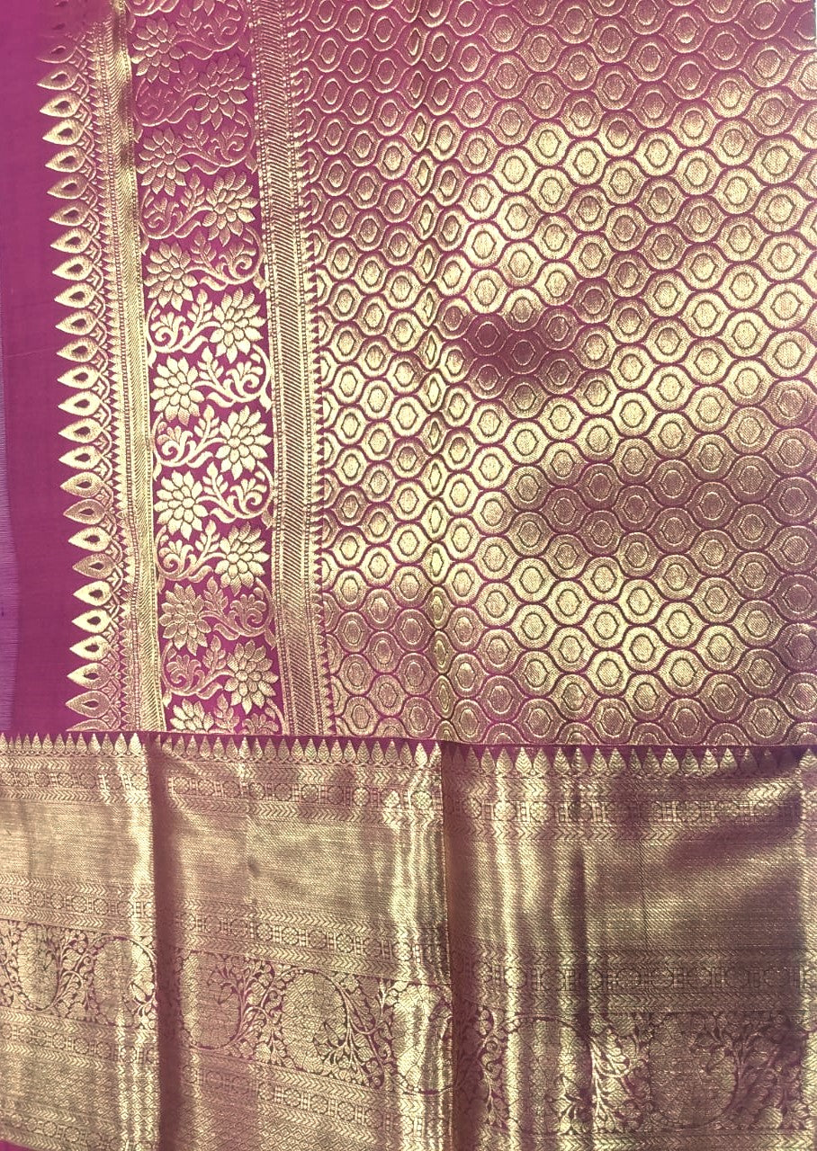 Lite Purple and Magenta Pink Jacquard Wedding Saree with Zari Border