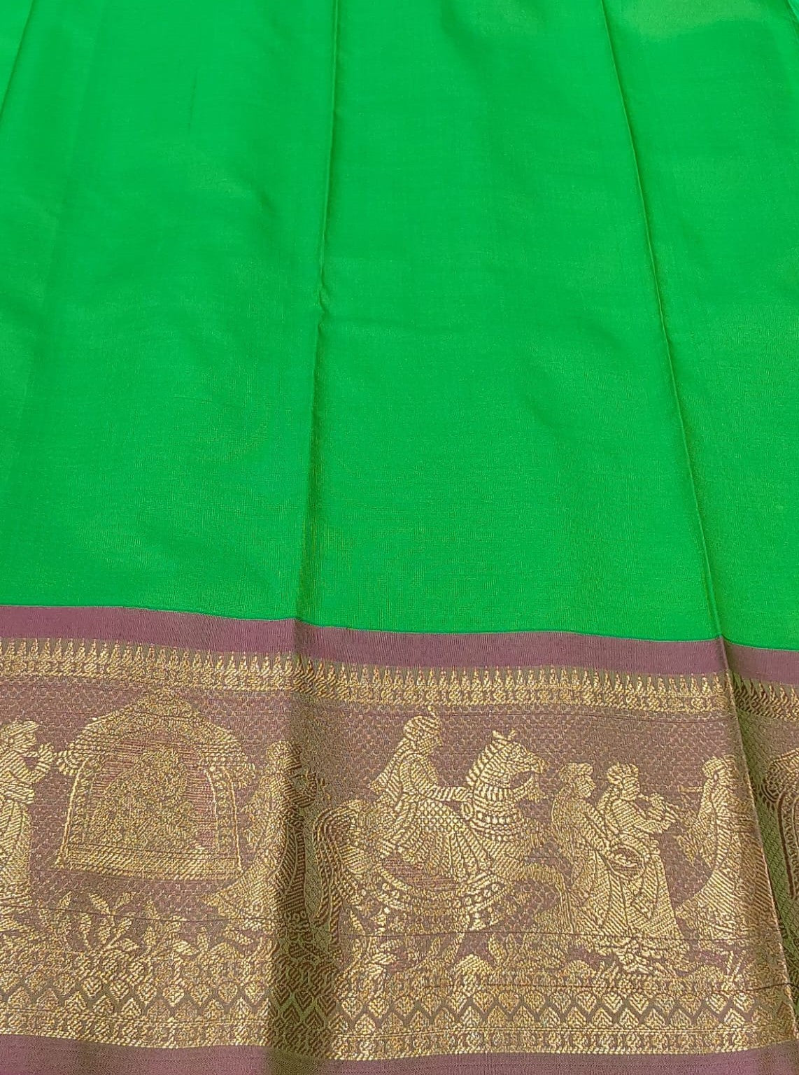 Semi-Silk Party Wear Saree in Light Green with Brown Border