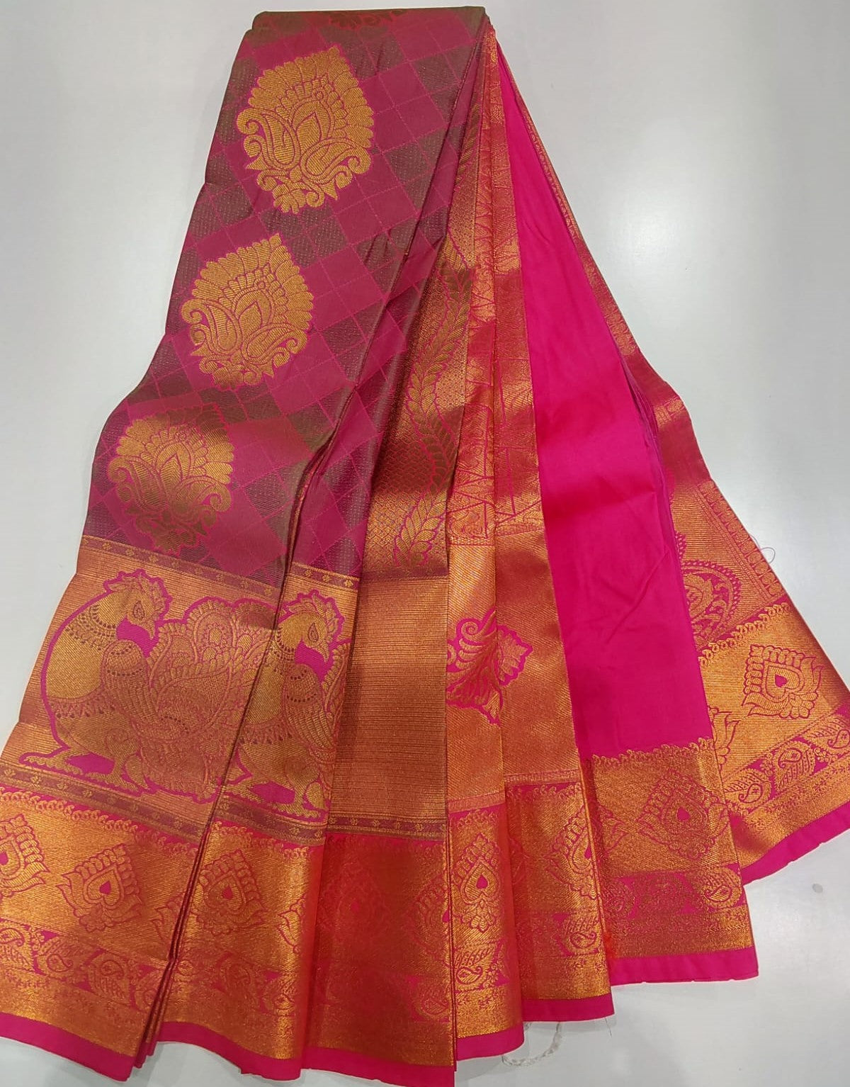 Pink with Maroon Semi-Silk Party Wear Saree