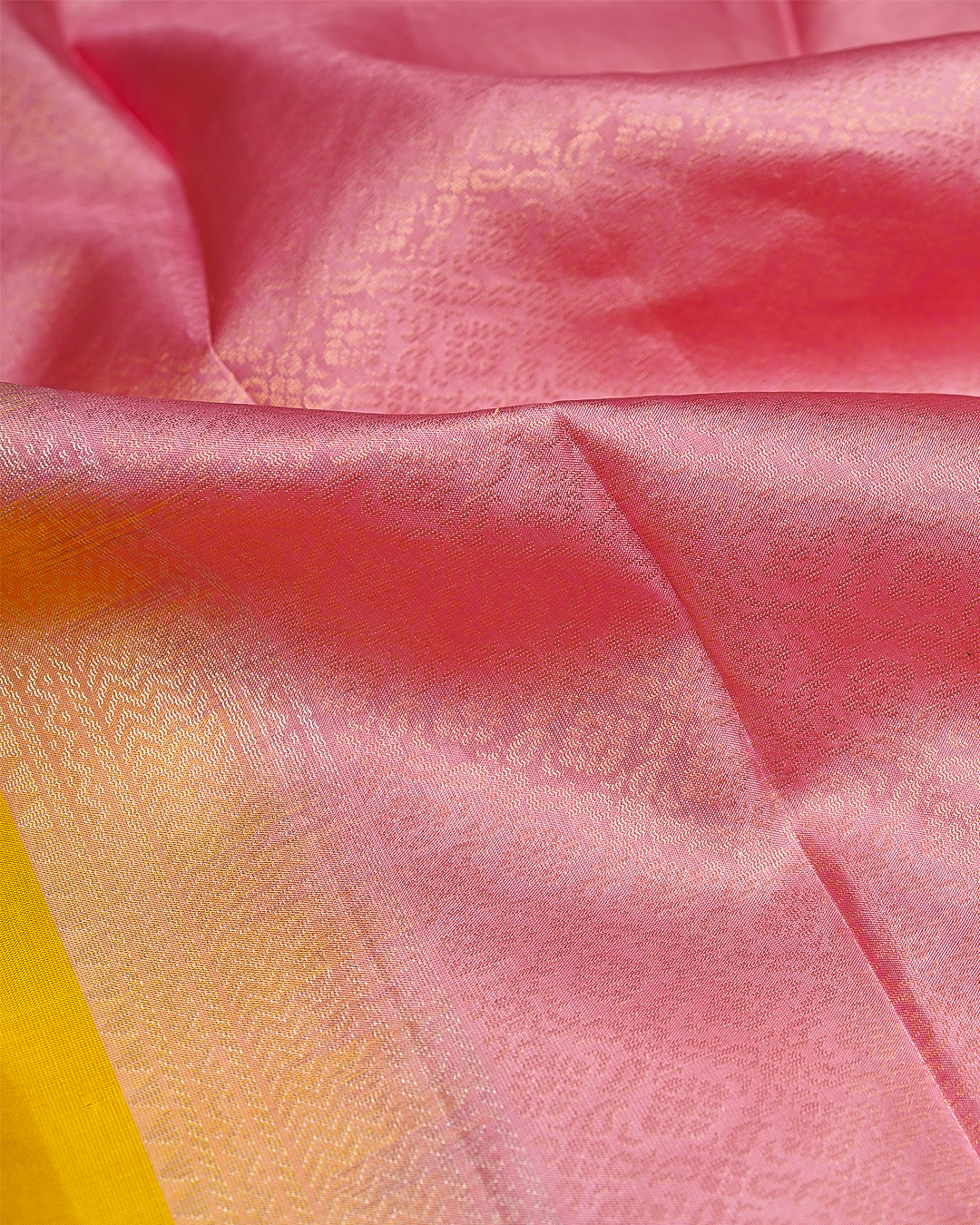 Mango Yellow Soft Silk Saree with Baby Pink Border