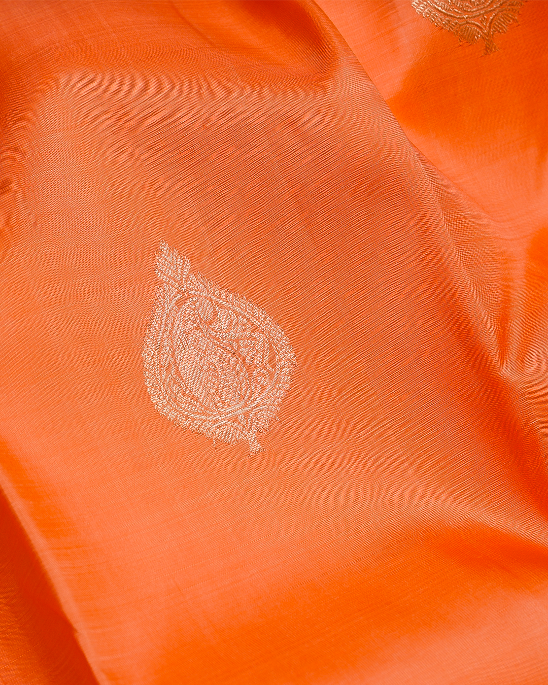 Light Orange Soft Silk Saree with Self-Color Border