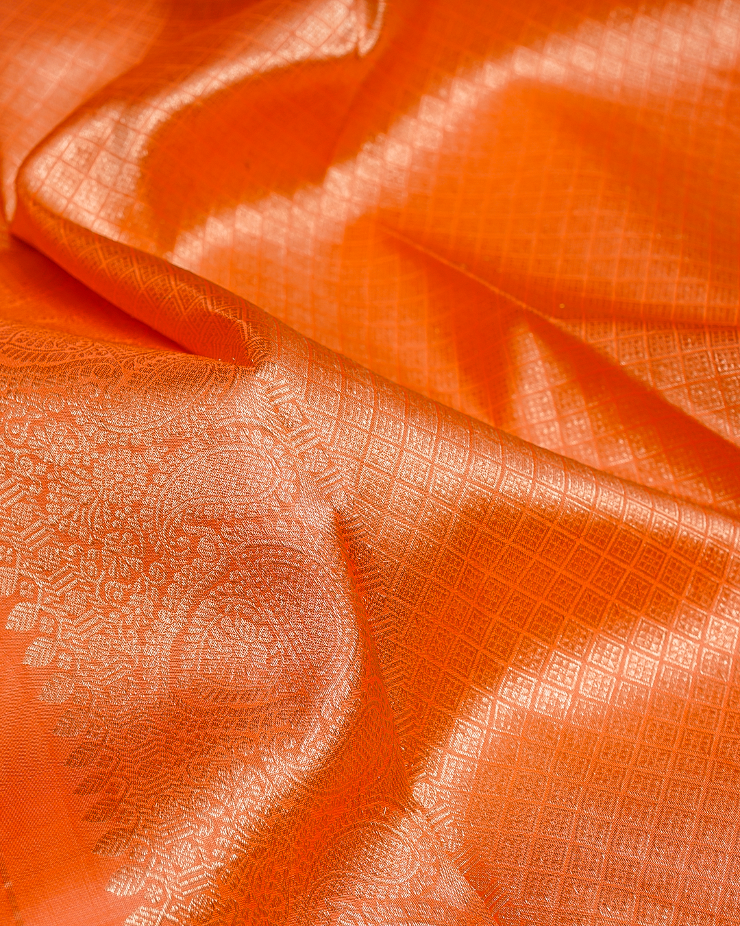 Light Orange Soft Silk Saree with Self-Color Border