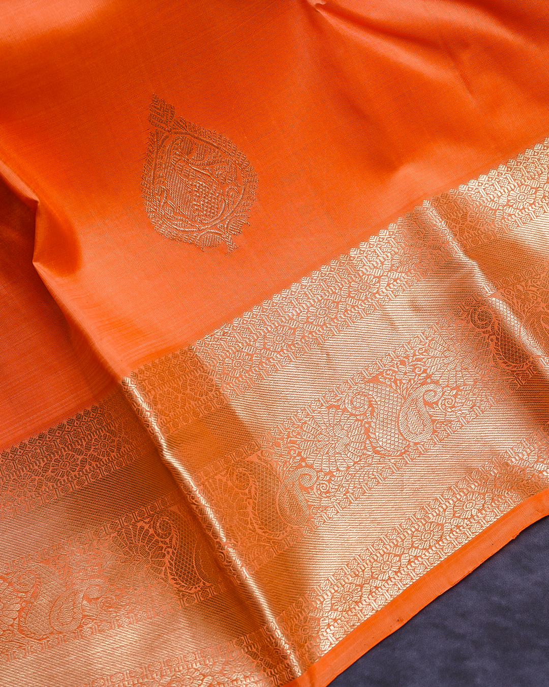 Light Orange Soft Silk Saree with Self-Color Border