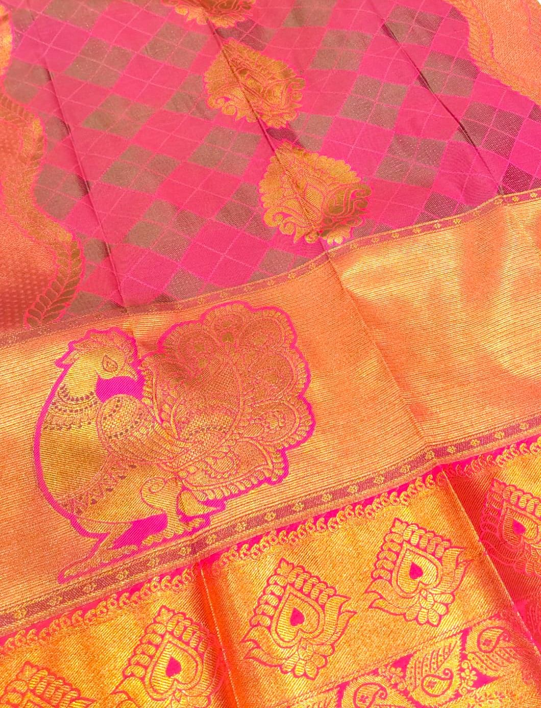 Pink with Maroon Semi-Silk Party Wear Saree