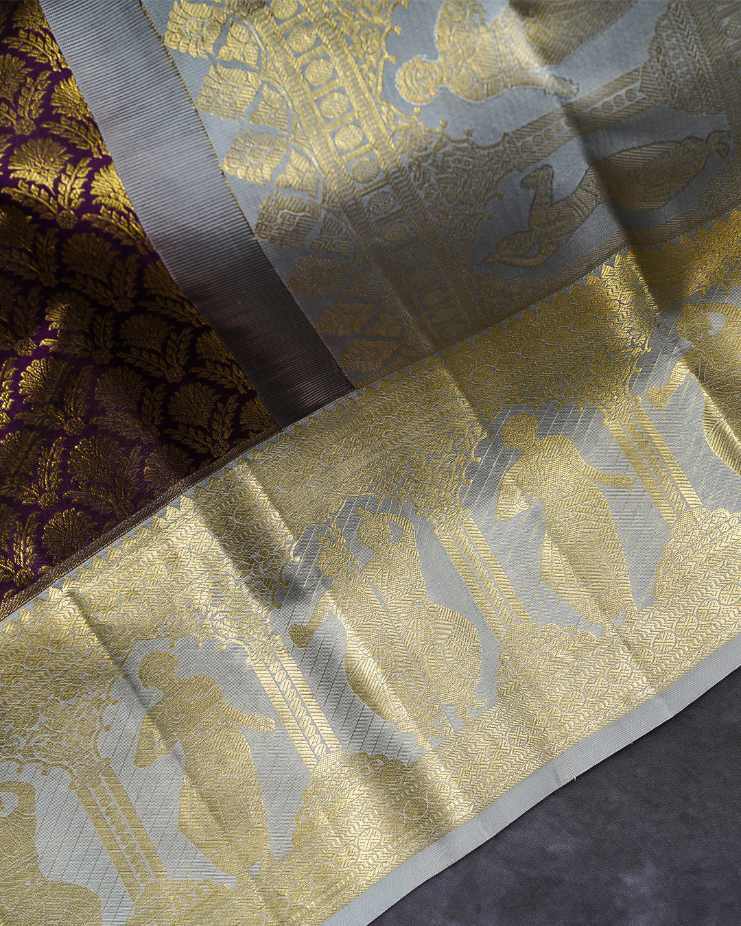 Brown Kanchi Silk Wedding Saree with Contrast Zari Border