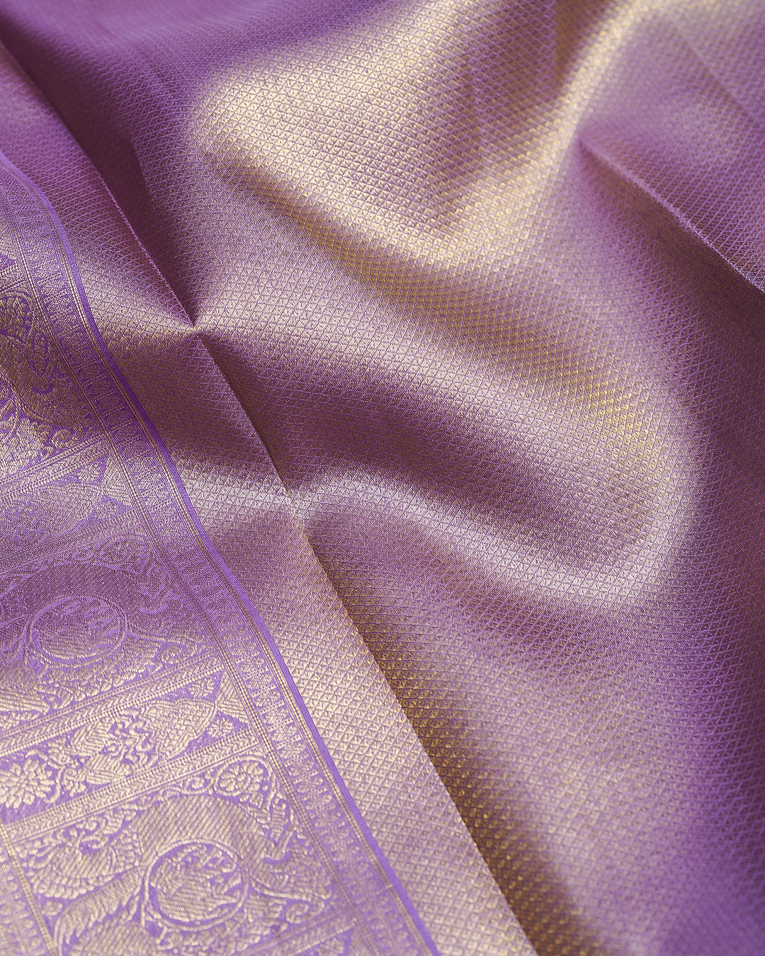 Grand Jacquard Kanchipuram Saree in Dark Maroon with Lavender Border