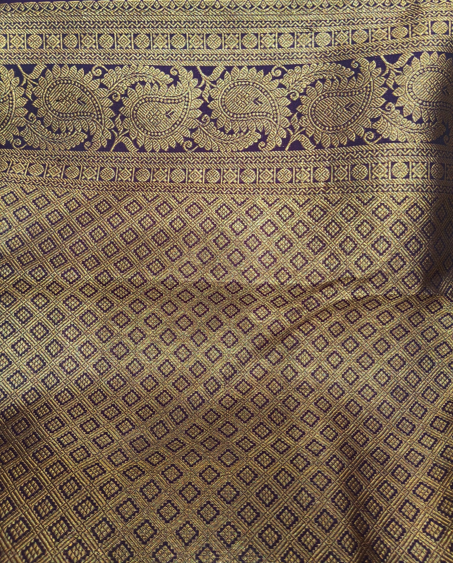 Reddish Brown with Dark Purple Contrast Border