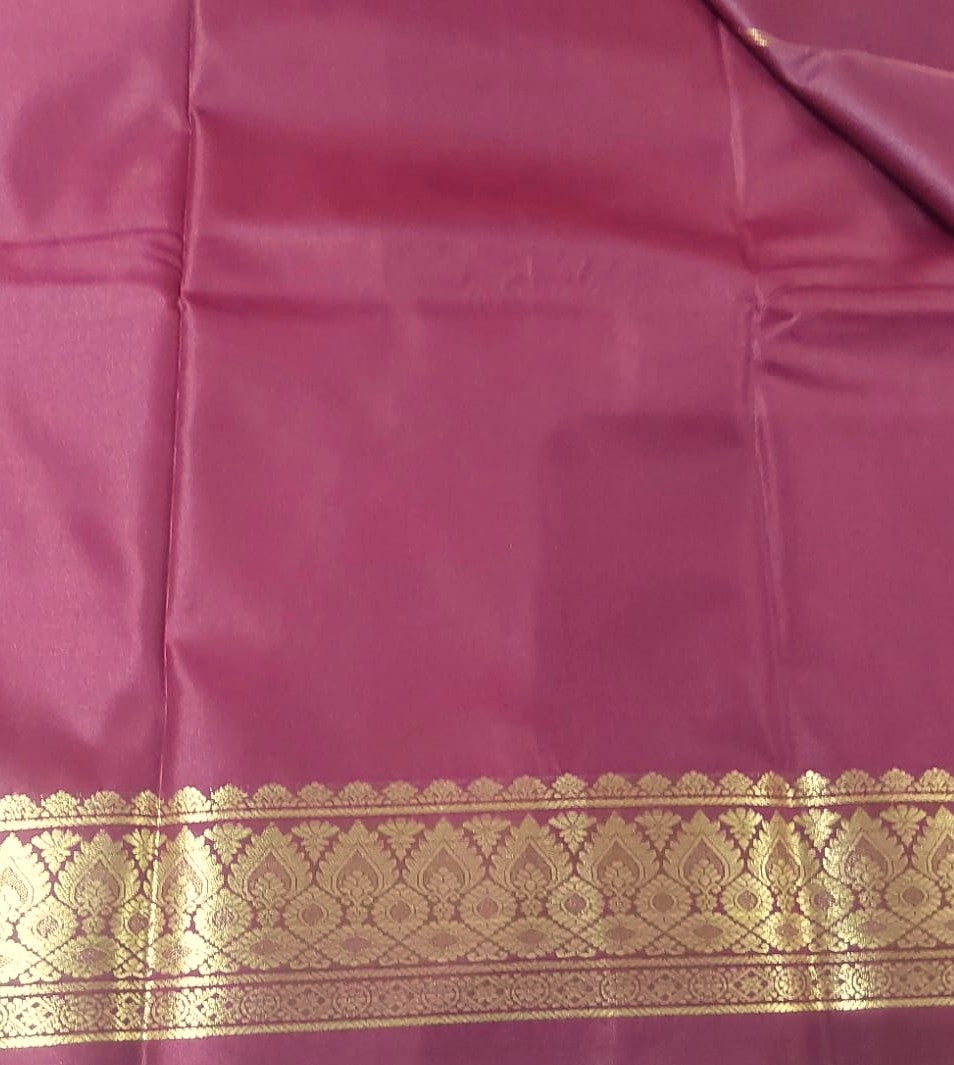 Baby Pink Soft silk saree with Maroon color pallu