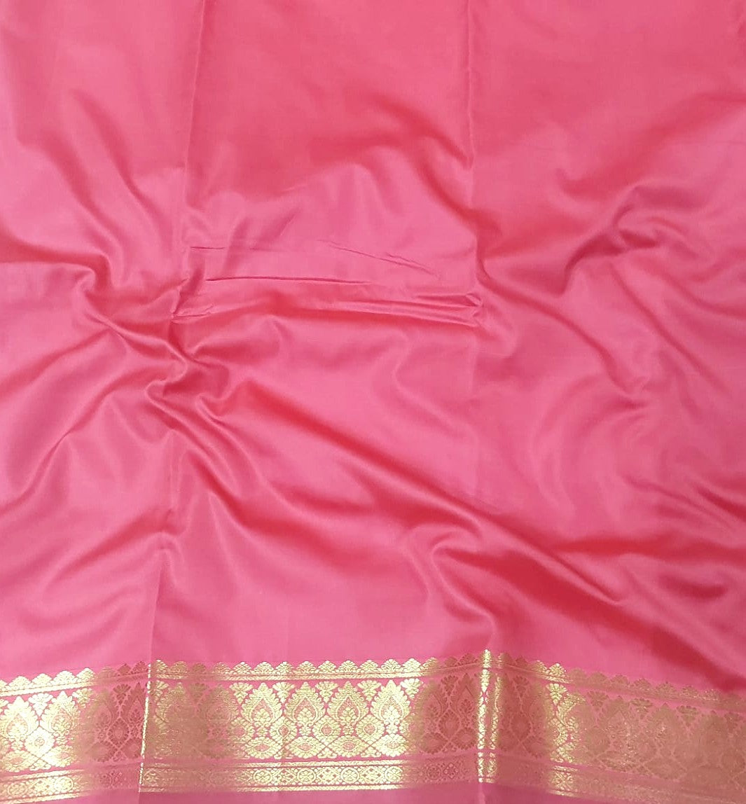 Baby Pink Soft silk saree with Maroon color pallu