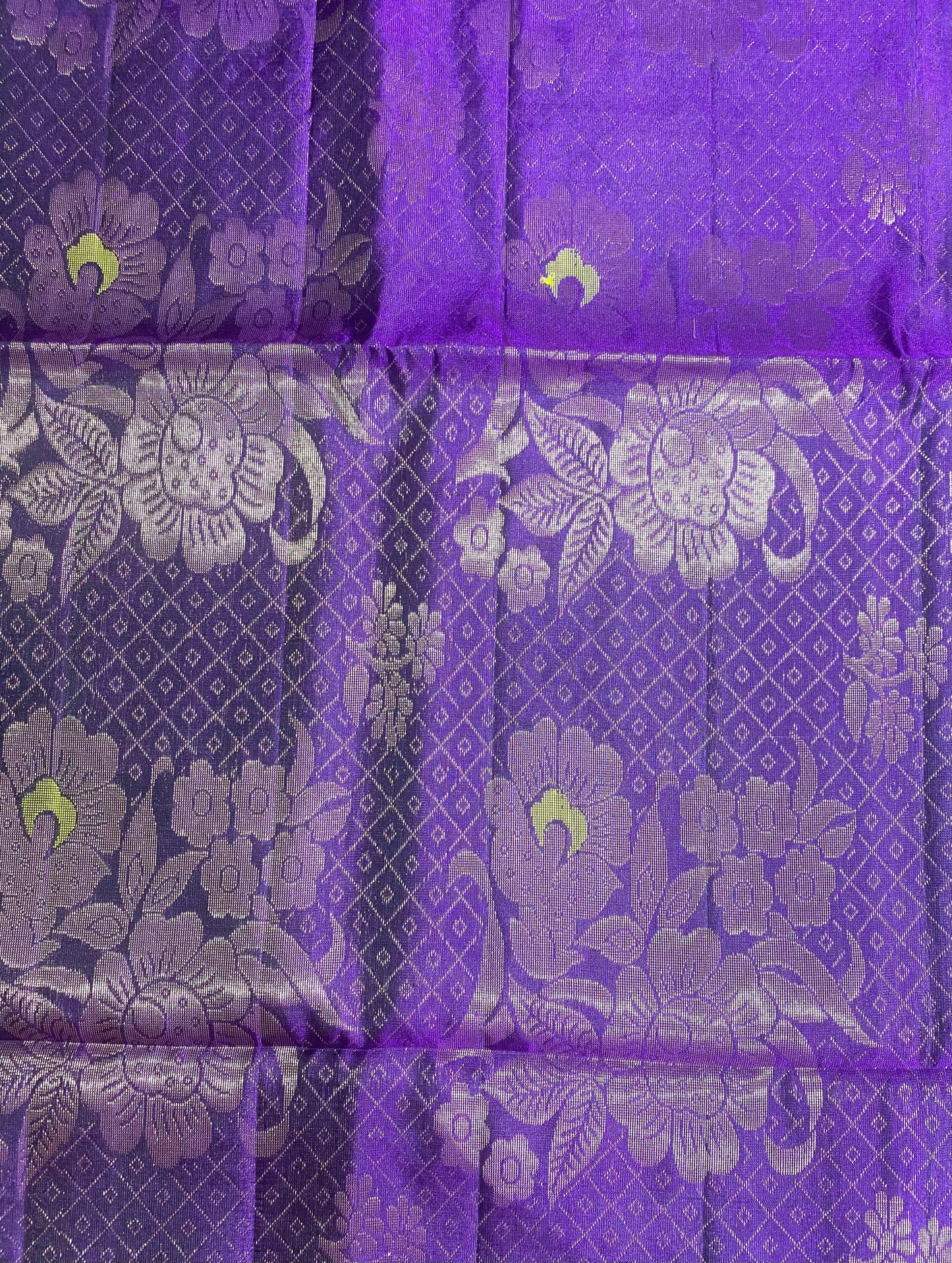 Pure Soft Silk Saree – Blue with Violet Contrast Border & Golden Zari