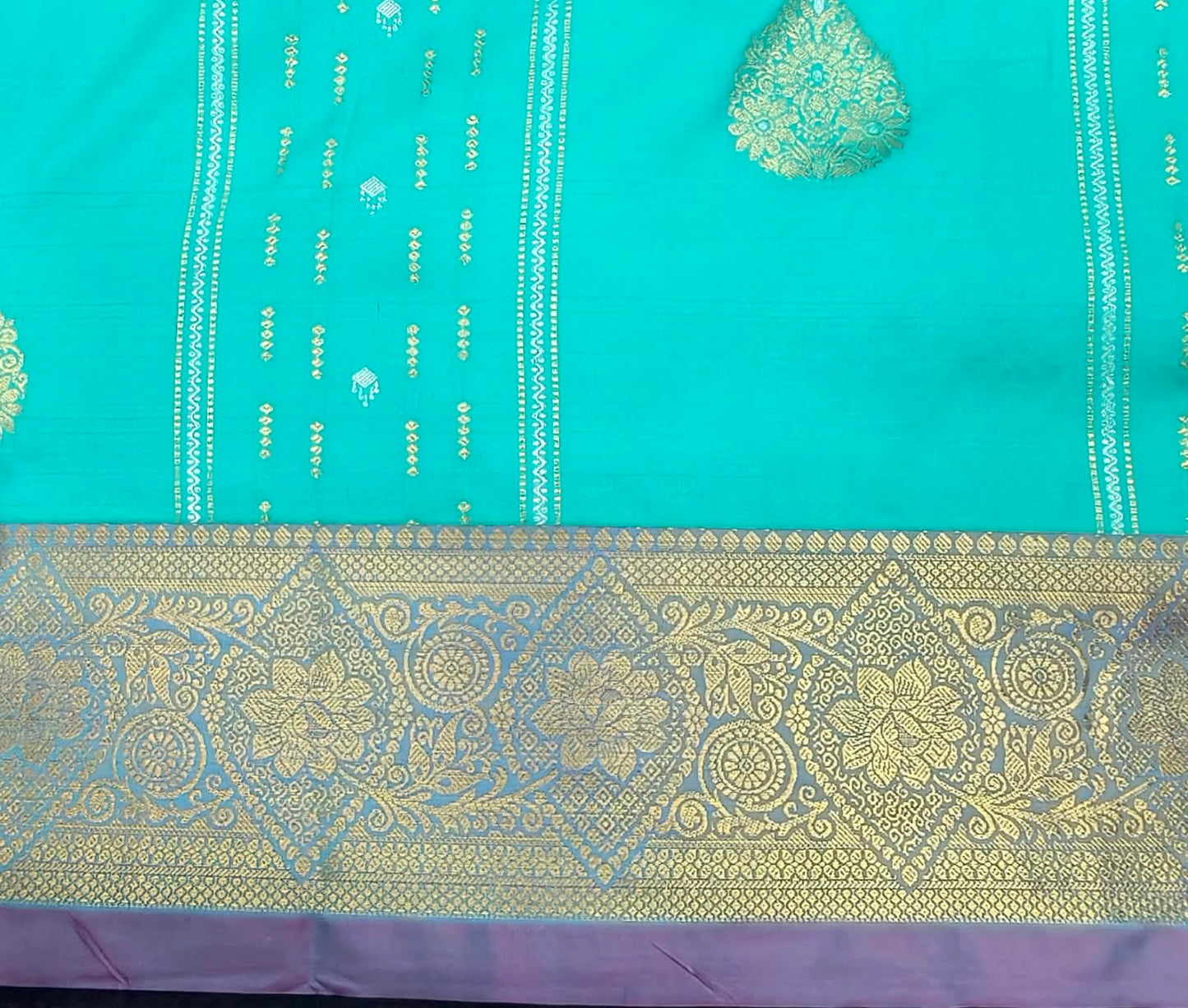 Sky Blue Kanchipuram Silk Saree with Contrast Zari Border