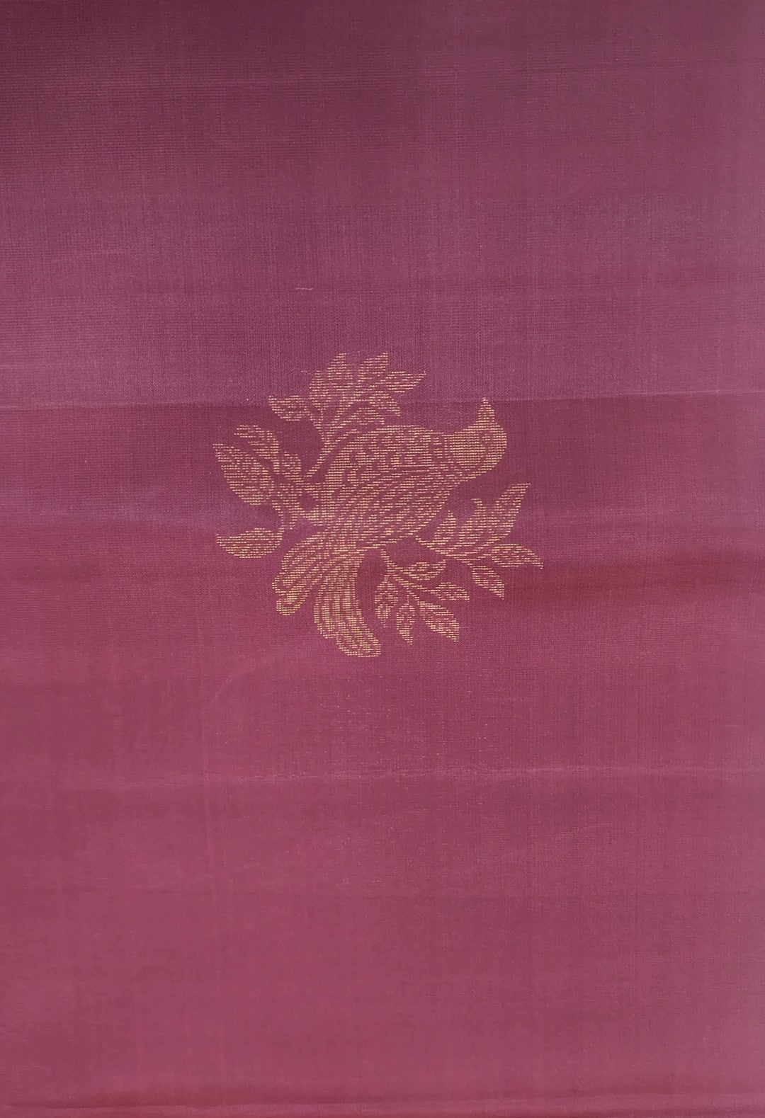 Wine Purple Kanchipuram Silk Saree with Orange Contrast Pallu & Gold Zari Peacock Motifs