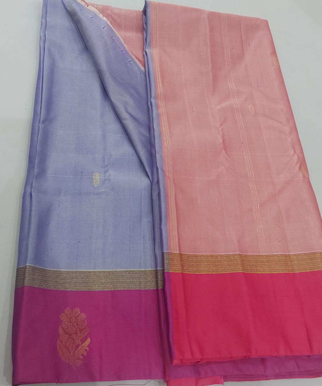 Soft Silk Saree Violet with purple shade color and pink color border