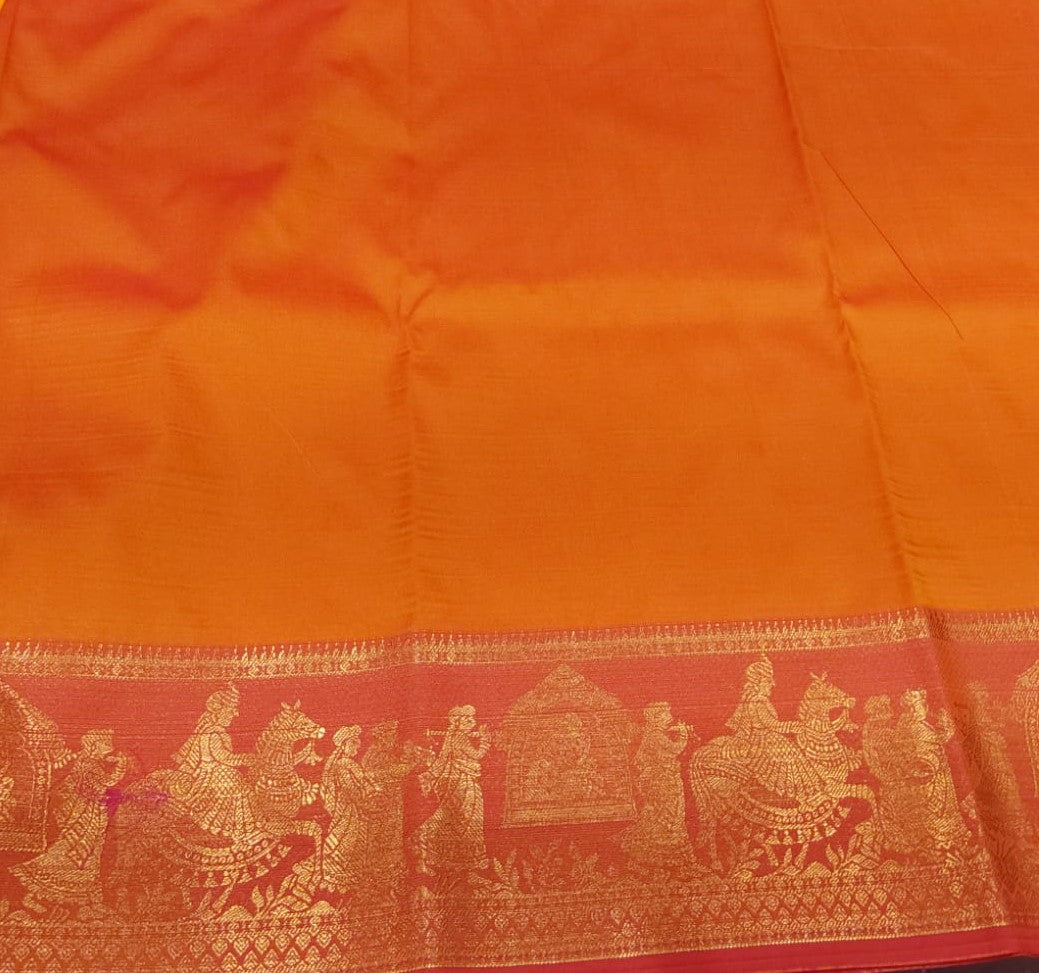 Semi-Silk Party Wear Saree in Yellow with Red Border